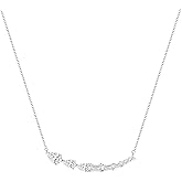 TIGRADE Silver Chain Necklace for Women Pear Emerald Round Cut CZ Pendant Anniversary Wedding Necklace Extenders Link with Lobster Clasp 16 Inch