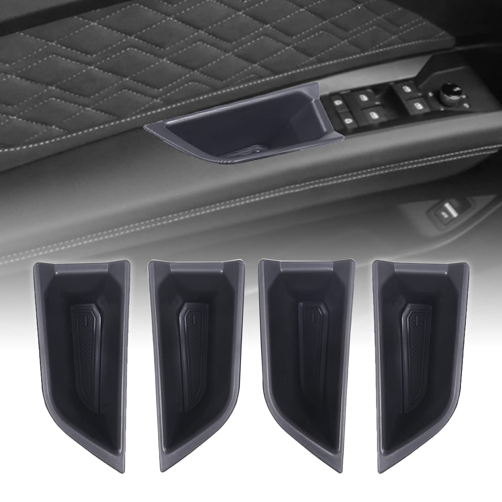 Photo 1 of Car Front and Rear Door Storage Box Compatible with Audi Q4 E-Tron 2022-2024 Car Door Storage Box Glove Organizer Tray Door Organizer Handle Pocket Tray Insert Glove Pallet Tray Interior Accessories