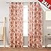 jinchan Linen Curtains for Living Room, Red Floral Paisley Patterned Curtains 84 Inch Length, Light Filtering Ikat Drapes for Bedroom, Vintage Farmhouse Window Treatments, Grommet 2 Panels, Terra Red