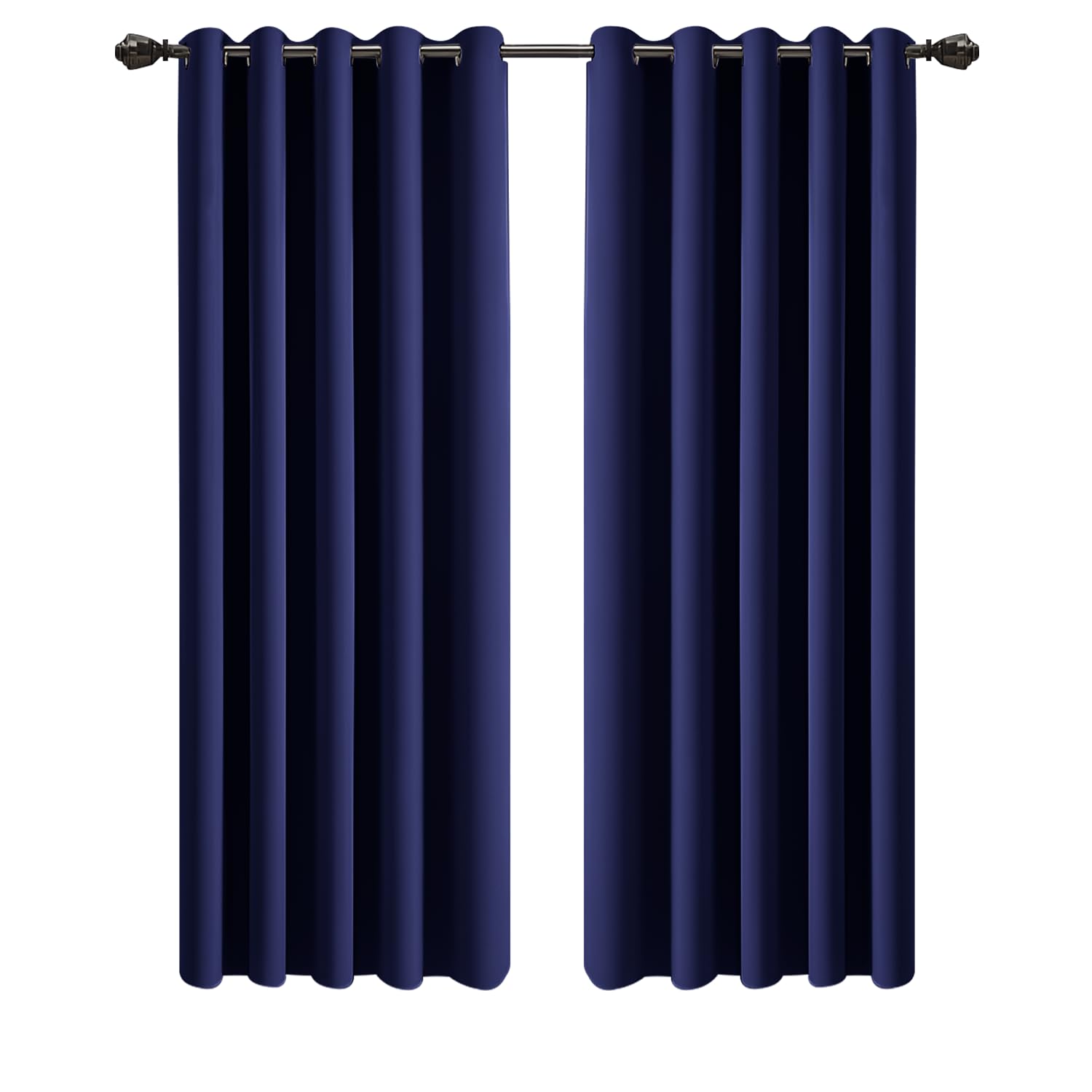 Imperial Rooms Eyelet Blackout Curtains for Living Room 66x72 Inch Navy Bedroom Curtains Super Soft Thermal insulated Curtain 2 Panels with Tiebacks