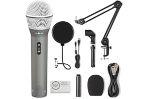 SAMSON Q2U Recording & Podcasting Pack | Gray Bundled with Pop Filter + Mic Arm + Microfiber Cleaning Cloth (4 Items)