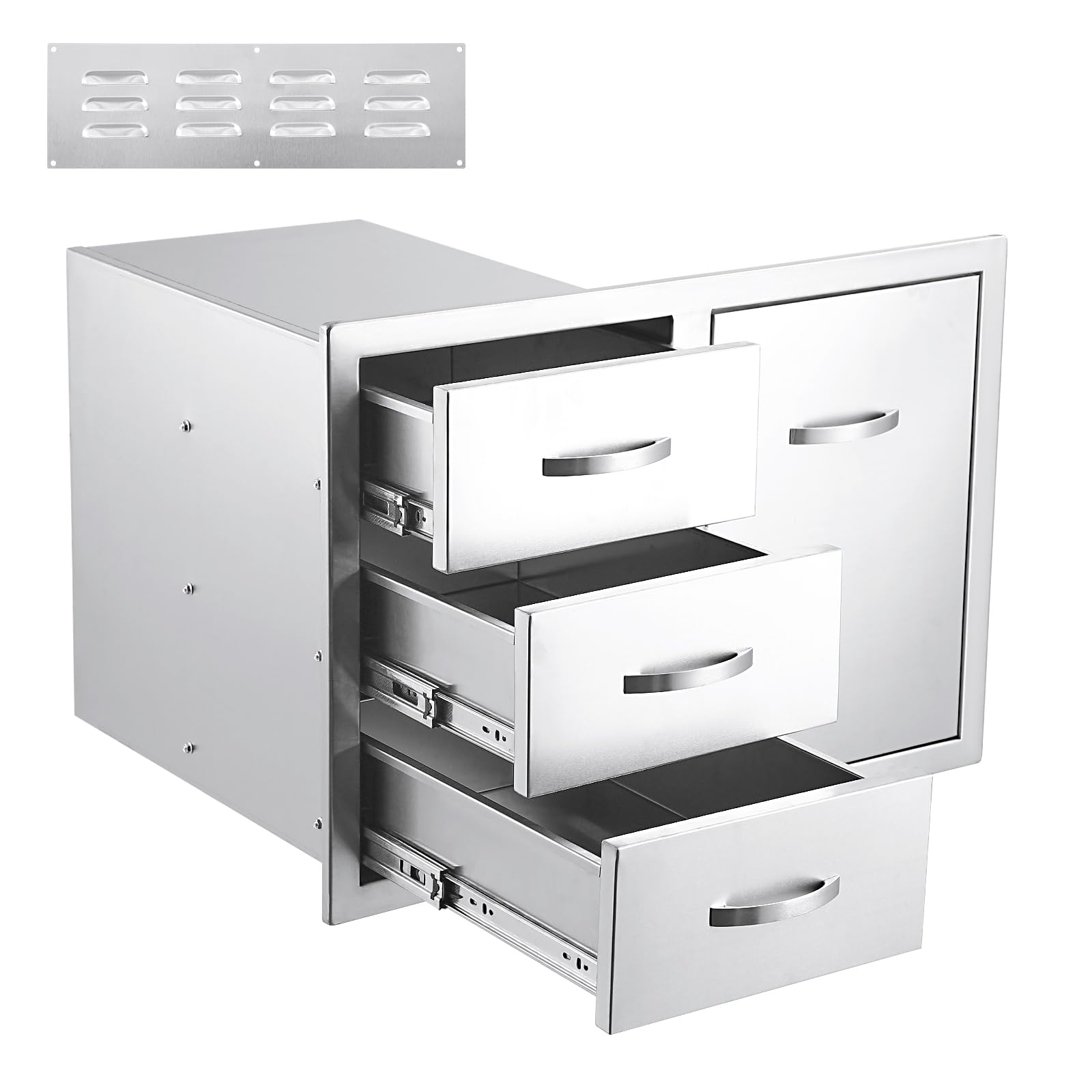 Photo 1 of ************ VERY USED MISSING PARTS*********   GarveeLife Outdoor Kitchen Drawer Combo 28''W x 20''H x 20''D, BBQ Access Door Drawers Combo with Stainless Steel, Outdoor Kitchen Trash Drawer for BBQ Grill Station Outdoor Kitchen Storage Cabinet
