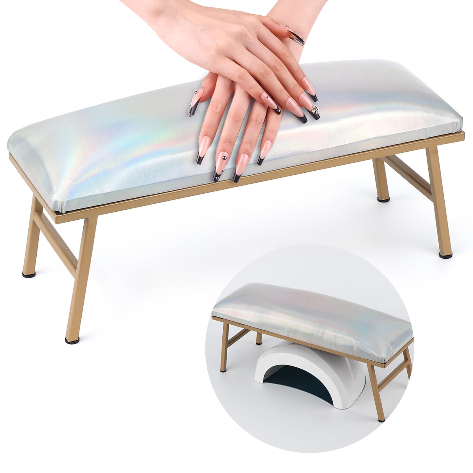 Saviland Arm Rest for Nails Tech: Manicure Pillow Laser Dazzling Leather Nail Arm Rest Bounce-back Nail Hand Rest Nail Cushion Sturdy Structure Nail Hand Rest for Manicure Nail Salon Home Use