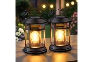 NFEVER Solar Lanterns Outdoor Waterproof: 2 Pack Hanging Solar Lights for Outside Patio Porch Garden Tabletop Decor - Bright LED Warm White Solar Powered Lighting - 2025 Gardening Lovers Mom Gifts