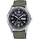 Casio MTPS120L Series | Unisex Analog Watch | 100M WR | Stainless Steel Case | 3 Hand Analog (HR, Min, SEC) | Date Display | Low Battery Alert | Military Styling | Solar Powered
