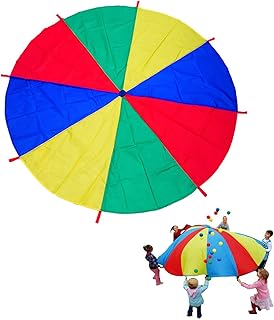 Wisolt 3m Schwungtuch für Kinder und Familie - Bunt Fallschirm Parachutes Spielzeug (5-8 Kinder)