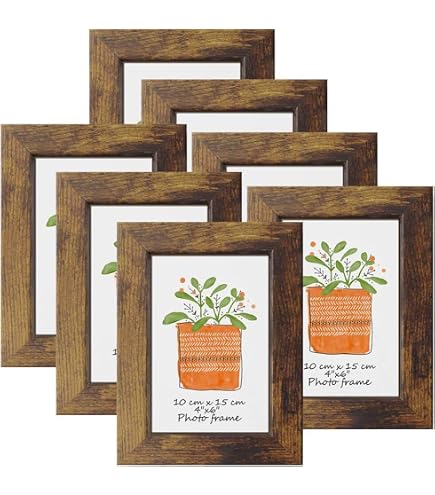 4x6 Wooden Photo Frames With Grain Texture - Rusty Gold Tabletop & Wall Display Frames