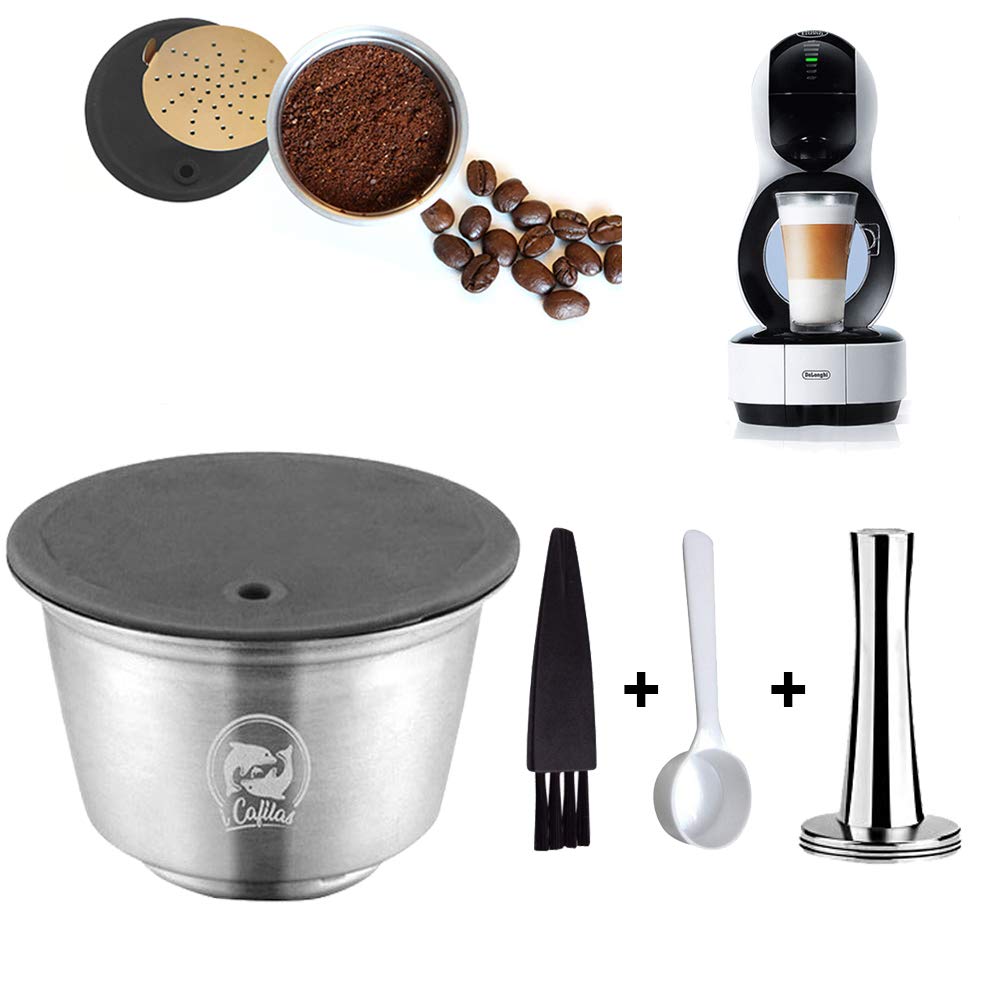 Filtro de Cápsula de Café Recargable Metal Acero Inoxidable con Cuchara de  Cepillo para Cafetera DOLCE GUSTO LUMIO EDG Konesky Cápsulas Reutilizables  de Café Cápsula + Martillo en polvo Hogar y cocina