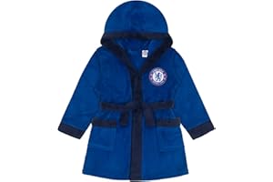 Chelsea FC Official Gift Baby Hooded Fleece Dressing Gown Royal Blue 6-12 Months, Royal Blue, 6-12 Months