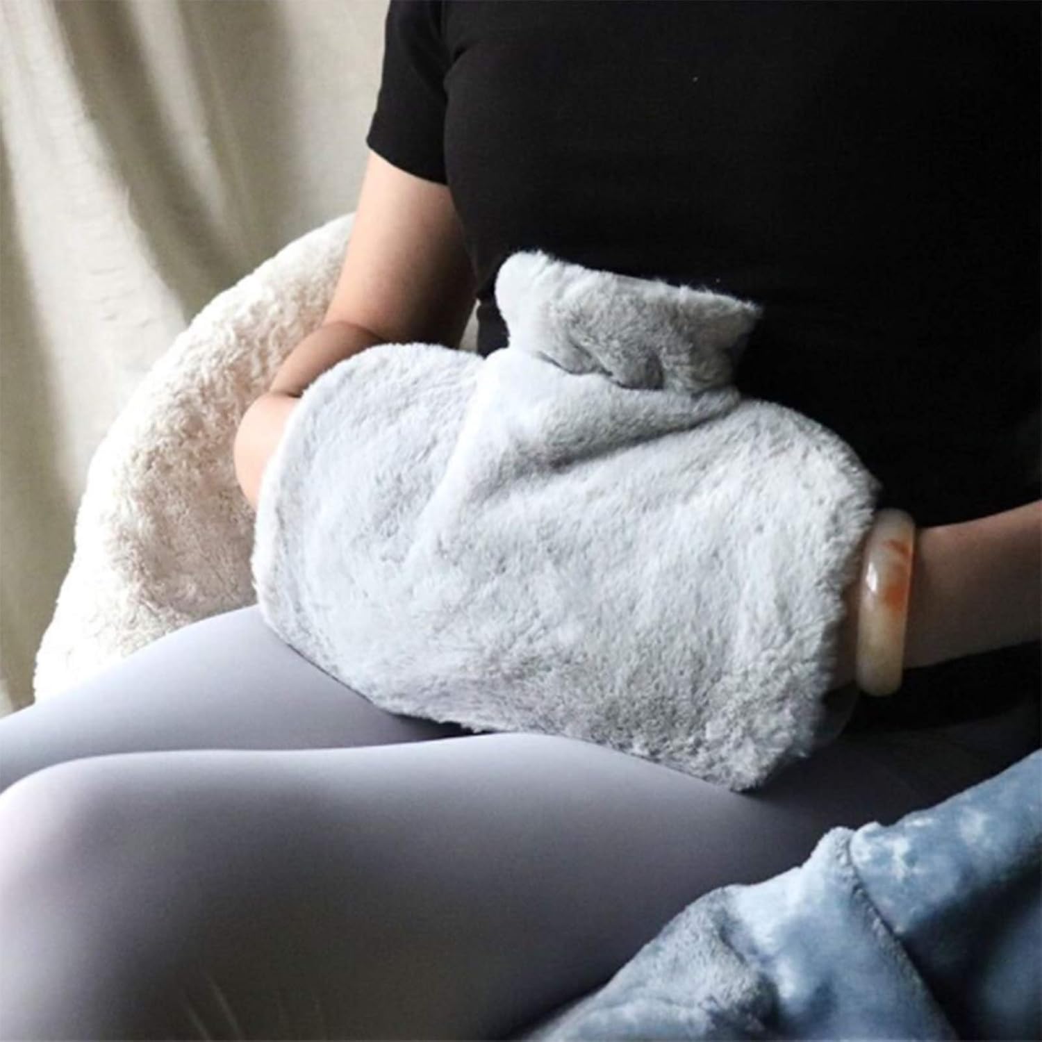 2-Pack Hot Water Bottle with Soft Fleece Cover & Hand Pocket, 1.5L Hot Water Bag Hand Warmer, Hot/Cold Therapy - Image 3