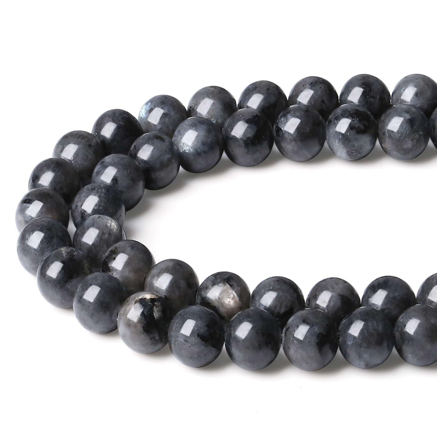 XIANNVXI 8mm Round Loose Grey Labradorite Beads for Bracelet Making Moonstone Grey Beads for Crafting 47 Pcs — image 1