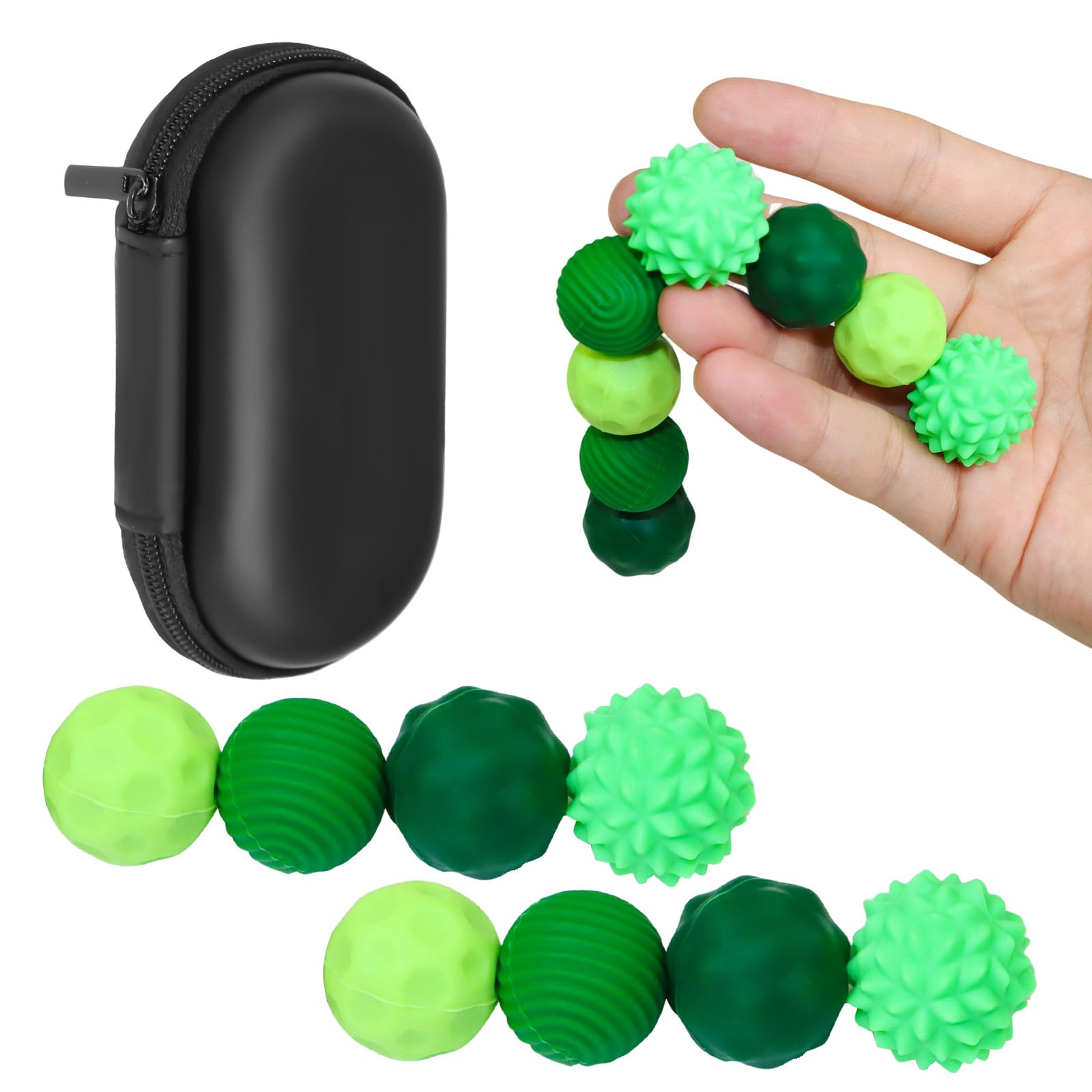 8PCS Magnetic Balls Fidget Toy, Silicone Texture Magnetic Balls, Silent Stress Relief Sensory Toy, Magnetic Sensory Fidget Balls, For Adults & Teens For ADHD, Autism, Anxiety, Fidget, Tension (Green)