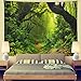 Leofanger Misty Forest Tapestry Nature Green Tree Wall Tapestry Virgin Rainforest Landscape Wall Hanging for Bedroom Living Room (51.2