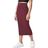 Milumia Girl's High Waisted Bodycon Skirt Ribbed Knit Slim Fit Long Pencil Skirts