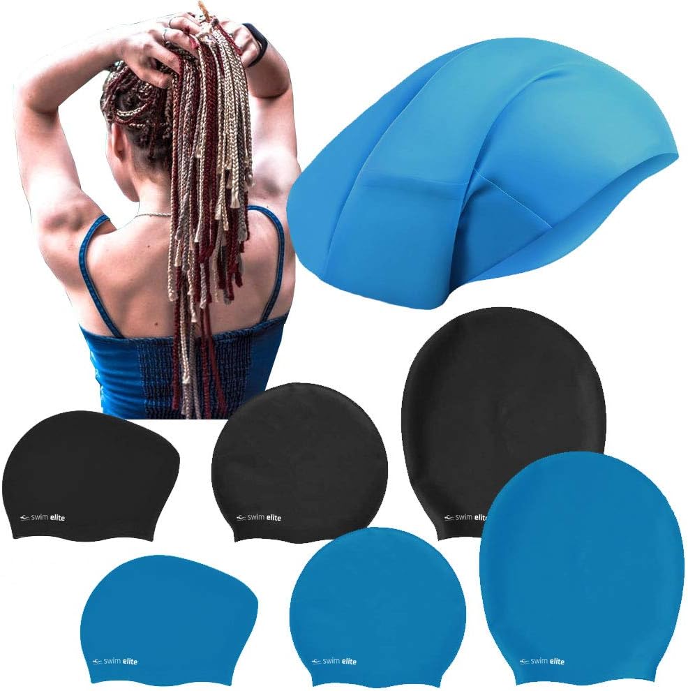 Long Extra Hair Dreadlocks Swimming Cap Silicone Waterproof Braids