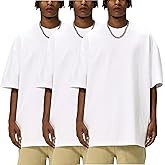 Ystävä Men's Oversized Cotton t Shirt Heavyweight Tee Casual Crew Neck Short Sleeve Loose Summer Basic Tops