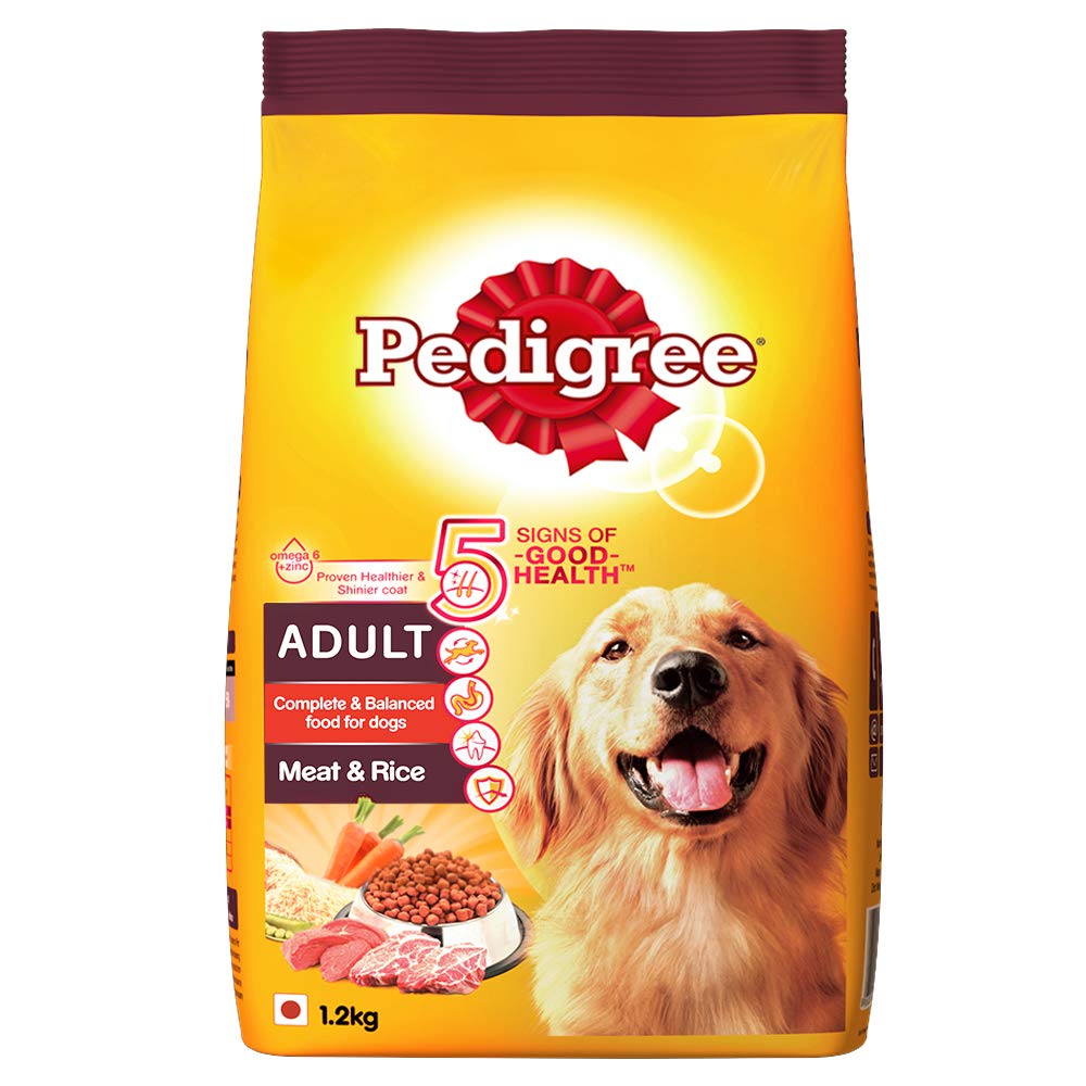 Buy Pedigree Adult Dry Dog Food Meat & Rice, 1.2kg Pack Online at Low