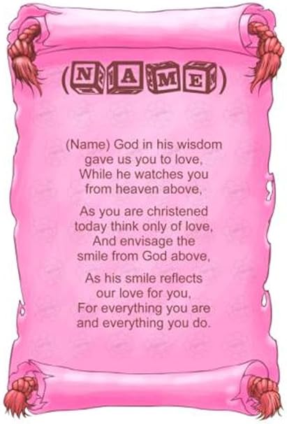 Poeme Personnalise Pour Bebe Fille Motif Cadeau De Bapteme Amazon Fr Cuisine Maison