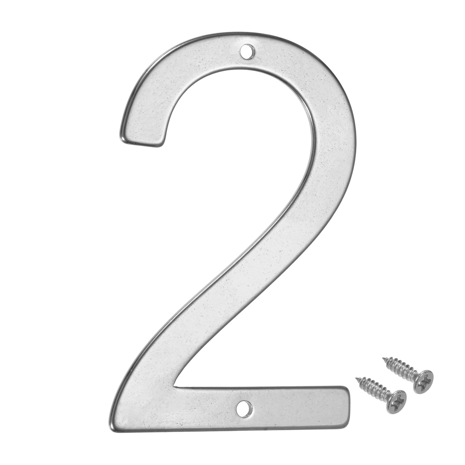 M METERXITY 1-Pack House Number, 4 Inch 304 Stainless Steel Mailbox Number Door Number Signage for Garden/Hotel/Mailbox/Address/Sign, House Number for Outside [Number 2, Silver]