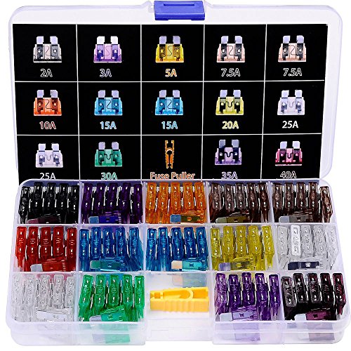140pcs ATO/APR/ATC Fuse Car Kit Assorted Auto Car Truck Standard Blade Fuse Assortment 2A 3A 5A 7.5 A 10A 15A 20A 25A 30A 35A 40A Car Boat Truck SUV Automotive Replacement Fuses Puller