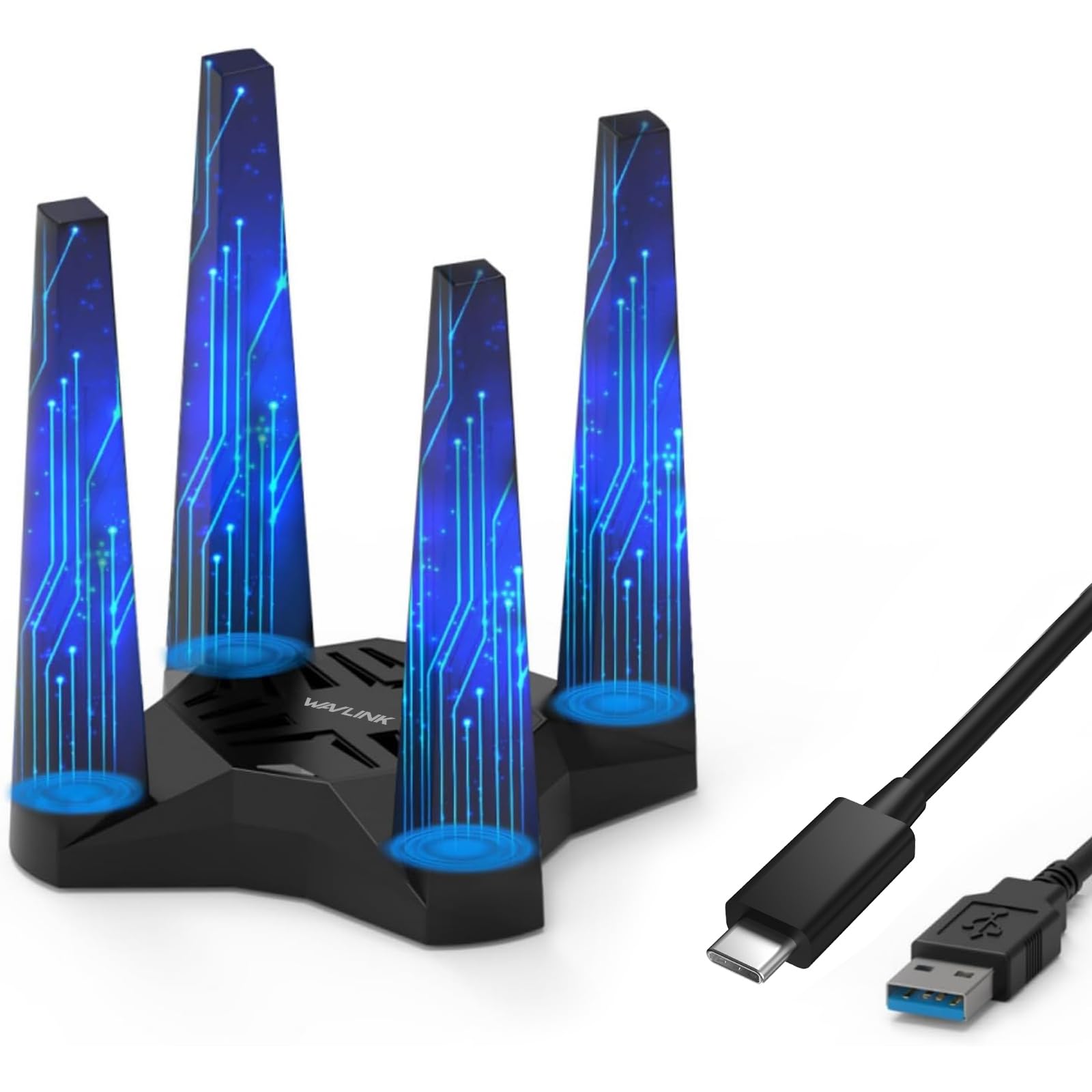USB WiFi Adapter for Desktop PC, WAVLINK AX1800 WiFi Adapter Dual Band Wireless Network with High Gain Antennas, MU-MIMO, Supports Windows XP/Vista/7/8/8.1/10/11 MacOS 10.7-10.15