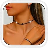 Unicra Black Jewelry Sets Rhinestone Necklaces Earrings Bracelet Set Prom Formal Costume Jewelry for Women and Brides