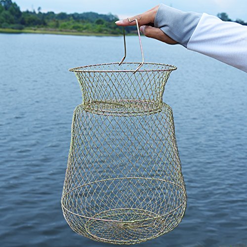 TANCHEN 30cm Length Foldable Steel Wire Fishing Pot Trap Net Crab Shrimp Cage Fishing Basket