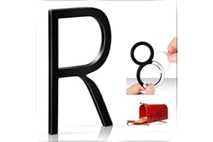 VONDERSO 3 Inch Self-Adhesive Mailbox Numbers and Letters for Outside, Thick Foam Adhesive for Strong Adhesion, Aluminum Alloy with Powder-Coated Finish, No Fading, Rustproof (Black Letter R)