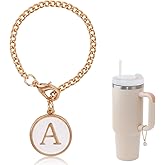 Ekarley Letter Charm Accessories For Stanley Cup,Gold Initial Chain Water Bottle Name Id Charms for Tumbler,Yeti, Simple Modern Cups Handle