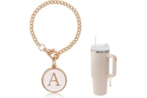 EKARLEY Letter Charm Accessories For Stanley Cup,Gold Initial Chain Water Bottle Name Id Charms for Tumbler,Yeti, Simple Modern Cups Handle