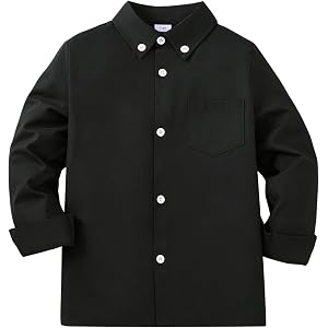 Jecson Boys Dress Shirts Collared Button Down Long Sleeve Shirt 5-14Y | Boys oxford button-up shirt, fade & shrink resistant,