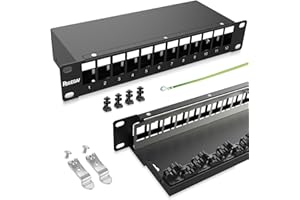 PBAEGAV Patch Panel 12 Port Blank Network Patch Panel with Cable Management Bar Rackmount (Blank Patch Panle)