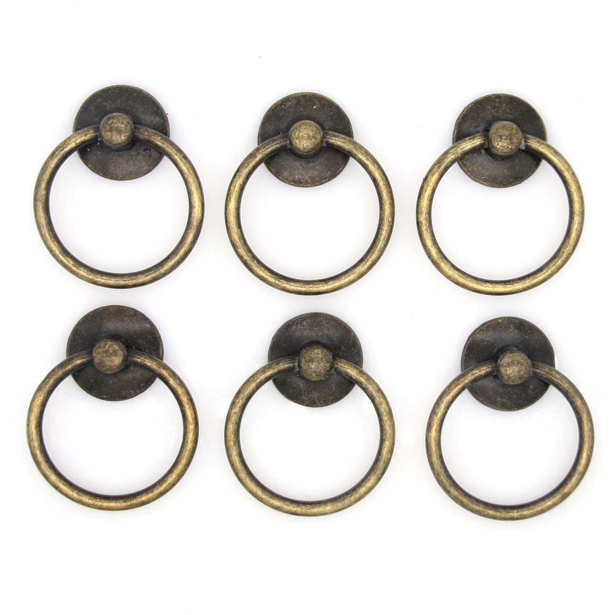 Photo 1 of LXZ 6 PCs Cabinet Hardware Drop Ring Pulls Drawer Ring Handles, Ring Diameter 1-11/16-in (4.3 cm) (Antique Brass)