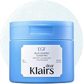 DearKlairs EGF Blue Calming Toner Pad | Cooling &amp; Redness Relief, 60 Pads | Guaiazulene, Cica, Exosome toner pad, For Uneven Texture, White Bumps, Deep Hydration, Korean Skincare