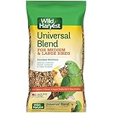 Wild Harvest Universal Blend Medium &amp; Large Bird Food, 10 lbs | Daily Blend Of Seeds &amp; Vegetables For Cockatiels, Parrots, Lovebirds &amp; Hookbills, Vitamins &amp; Minerals Support Skin &amp; Feathers