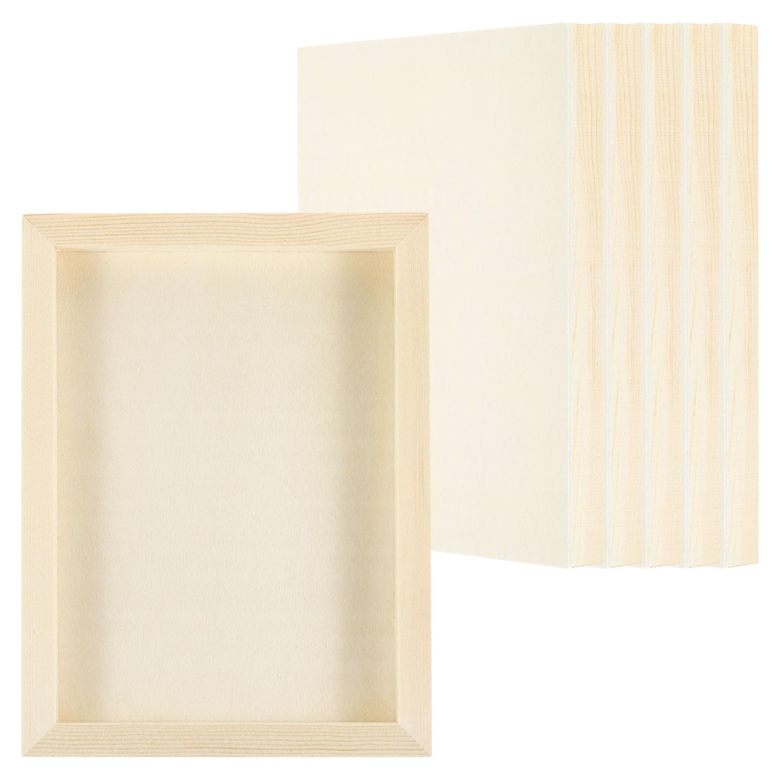 PATIKIL 6"x8" Panels Board, 6 Pack Unfinished Square Wood Canvas Panel for DIY Craft Painting Use, Wood Color