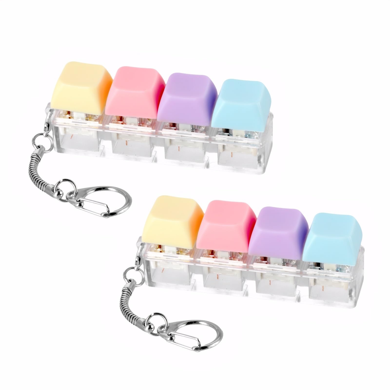Photo 1 of ?2 Pcs Keyboard Fidget, 4-Key Keyboard Fidget Clicker for Adults, Macaron Color, Relieve Stress and Anxiety, Keychain Accessories, Easy to Carry, Creative Gifts for Family and Friends?