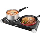 CUSIMAX 900W+900W Double Hot Plates, Cast Iron hot plates, Electric Cooktop, Hot Plates for Cooking Portable Electric Double 