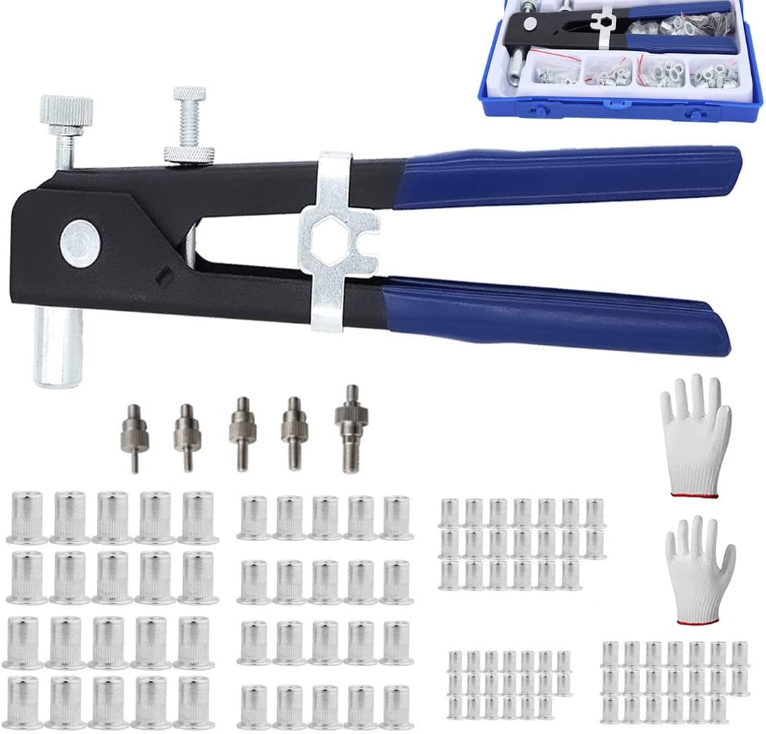 Breezliy 109個 リベット工具セット ハンドリベッター セット ネジ付き リベットナット リベット スパナナット栓 心軸5件 ネジインサート ツール M3/M4/M5/M6/M8商品画像