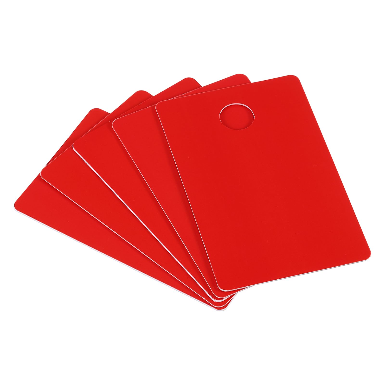 PATIKIL 2.13 x 3.39" PVC Blank Cards with Slot Punch on Short Side, 10 Pcs Punch Card Blank Credit Cards Plastic Photo ID Card for Business Office, Red
