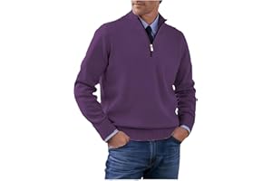 Toipkt Men's Cardigan Sweaters Plus Size Zip Up Stand Collar Warm Slim Fit Cable Knitted Sweater