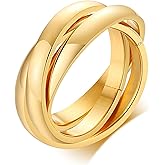 MYNENEY Women Minimalist Promise Ring Triple Interlocked Rolling Rings Size 4-12