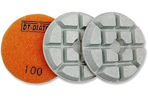 DT-DIATOOL Concrete Polishing Pads 3 inch/80mm for Concrete, Cement and Terrazzo Floors Processing, Repairing and Renovating, Dry or Wet Use Diamond Grinding Pads Grit 100 3pcs