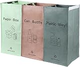 BOMEI PACK 3 Pack Recycling Bags Pink Grey Green with Handles 42 Gal Waterproof view 1