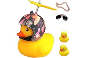 ACEDOAMARE Duck Bike Bell, Cute Rubber Yellow Duck Bicycle Accessories with LED Light Propeller Helmet Squeeze Horns for Cycling Motorcycle Handlebar Bicycle