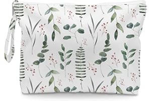 FOKONGNA Cosmetic bags, toiletries bags, waterproof large capacity travel makeup bags, zipper bags for women, girls, sisters, friends, home sweet family logo eucalyptus palm leaves