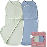 Momcozy Swaddles for Newborns, Quiet Fastener Swaddle for Infant 0-3 Months | New-Parent-Friendly Sleep Sack, Reduce Startle Reflex, Newborn Boys Girls Registry Essentials, 2-Pack, Serenity