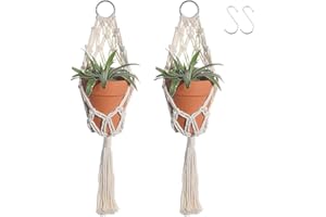ARTILADY Boho Macrame Plant Hangers - Handmade Hemp Rope Hanging Baskets for Indoor Plants with Ceiling Hooks, Bohemian Home Decor Outdoor Wall Art
