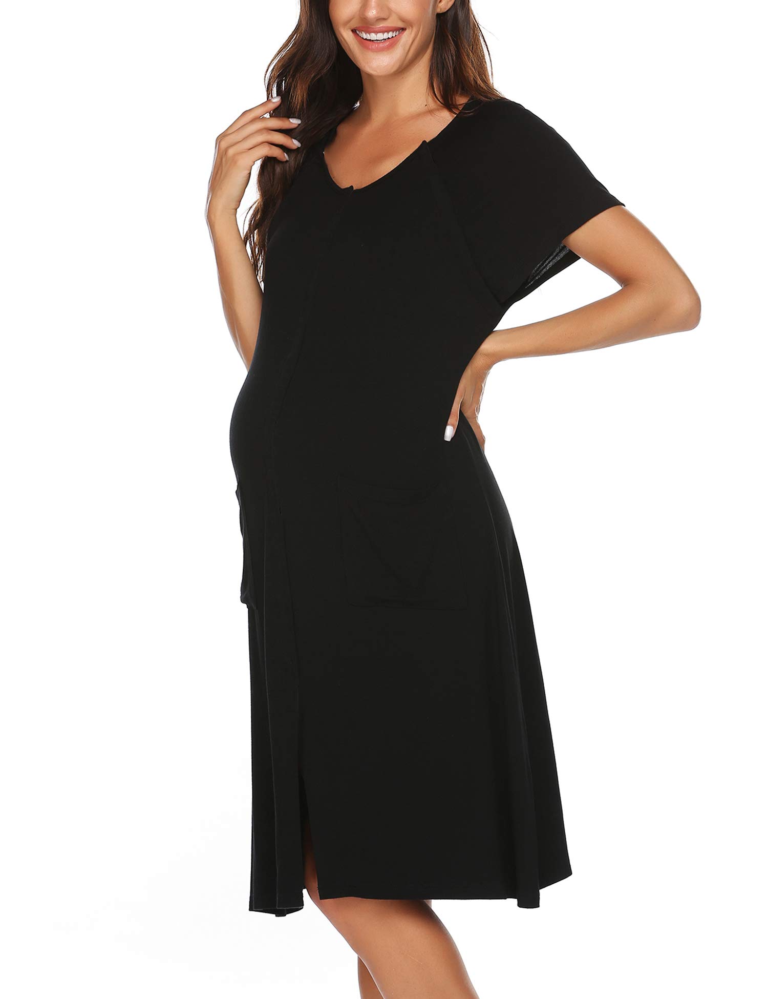 Ekouaer Womens Delivery Gowns for Hospital Labor Gown Nursing Breastfeeding Nightgown