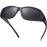Peekaco Polarized Sunglasses Fit Over Glasses for Men Women | Wrap Around Sun Glasses for Driving Fishing UV400 Protection